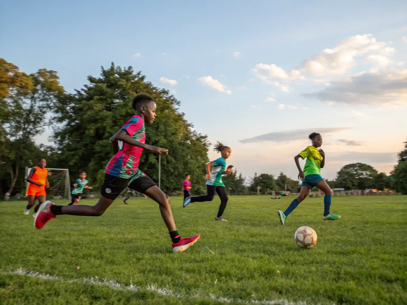 A dynamic image of young football players participating in a training session, showcasing their enthusiasm and teamwork.