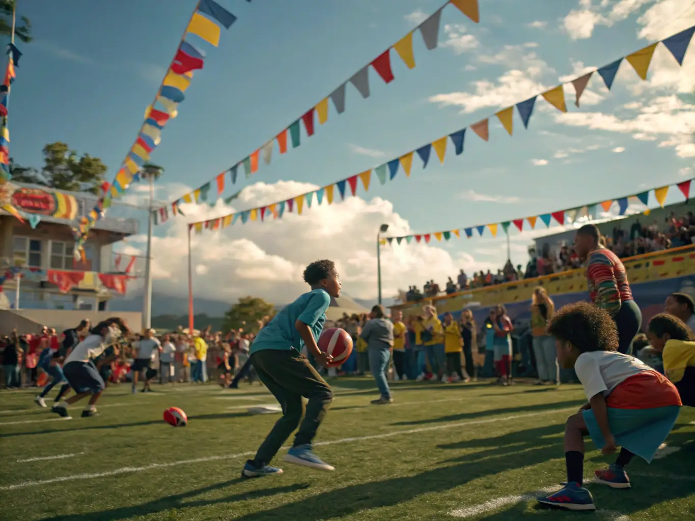 A photo of community members participating in a local football event, highlighting the organization's commitment to social inclusion and community engagement.